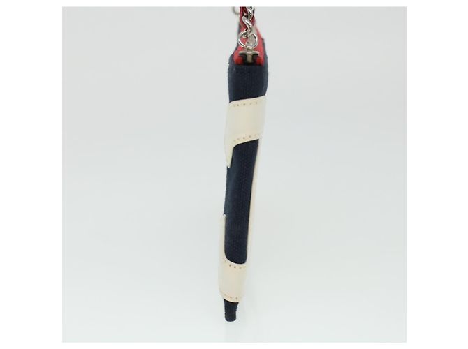 CHANEL Chain Choco Bar Umhängetasche Canvas Marine Silber Rot CC Auth 45611 Marineblau - Ansicht 6