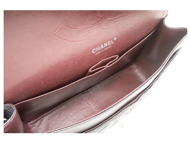 CHANEL Bolsa de ombro grande em couro de bezerro granulado com aba SV Classic Preto - vista 10