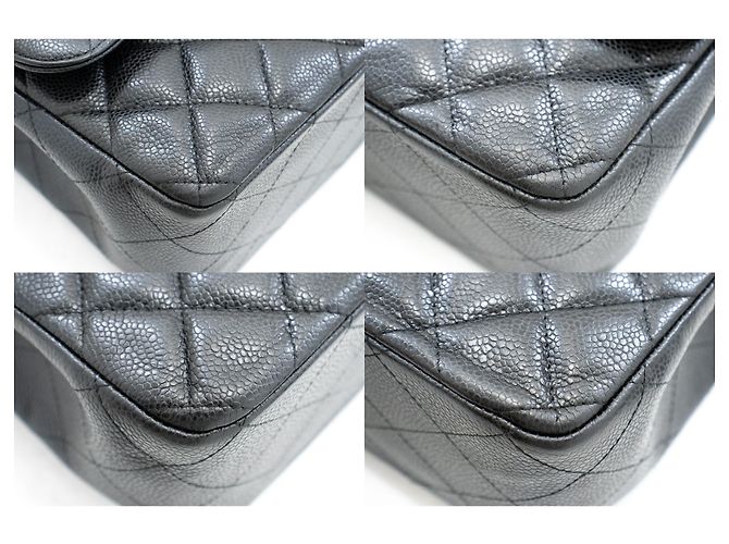 CHANEL Bolsa de ombro grande em couro de bezerro granulado com aba SV Classic Preto - vista 6