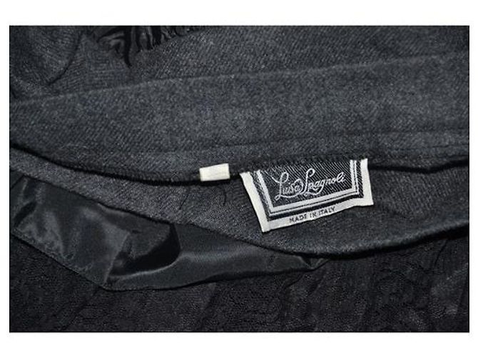 Jupe midi Luisa Spagnoli en mélange de laine noir gris - vue 3