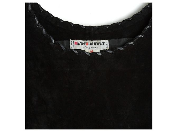 Yves Saint Laurent CUCITE IN CAMOSCIO E PELLE NERA40 Nero - vista 4