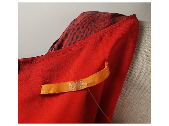 Hugo Boss Boss Orange Kleid Rot Bunt Viskose Mehrfarben - Ansicht 6