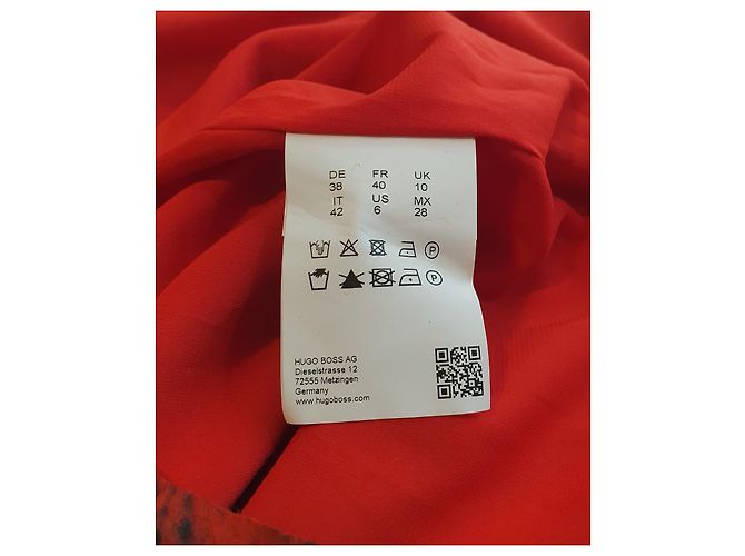 Hugo Boss Boss Orange Kleid Rot Bunt Viskose Mehrfarben - Ansicht 7