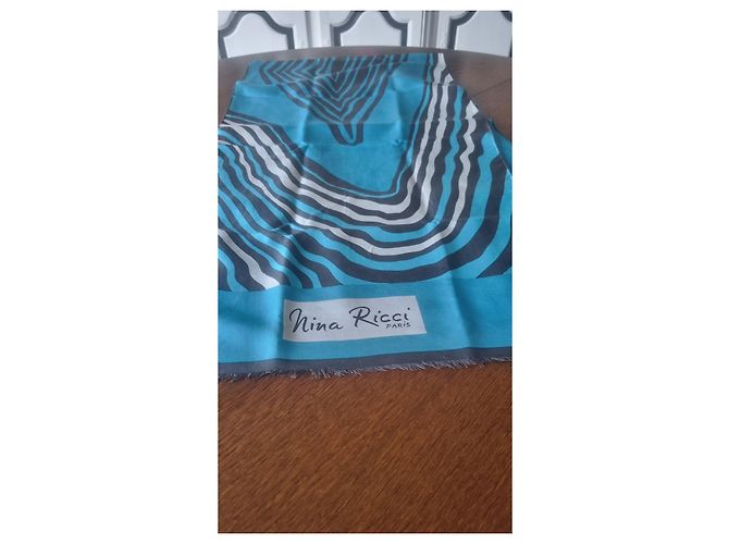 Sciarpa vintage NINA RICCI Blu chiaro - vista 2