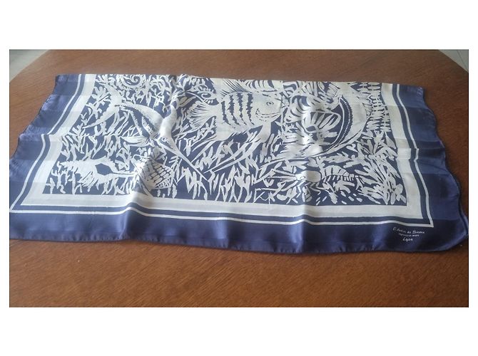 Autre Marque Quadrato in seta Silks of Lyon stampato a mano blu navy - vista 2