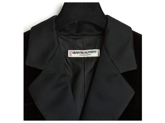 Yves Saint Laurent Smoking in velluto di seta nero IT38 CIRCA 1980 - vista 3
