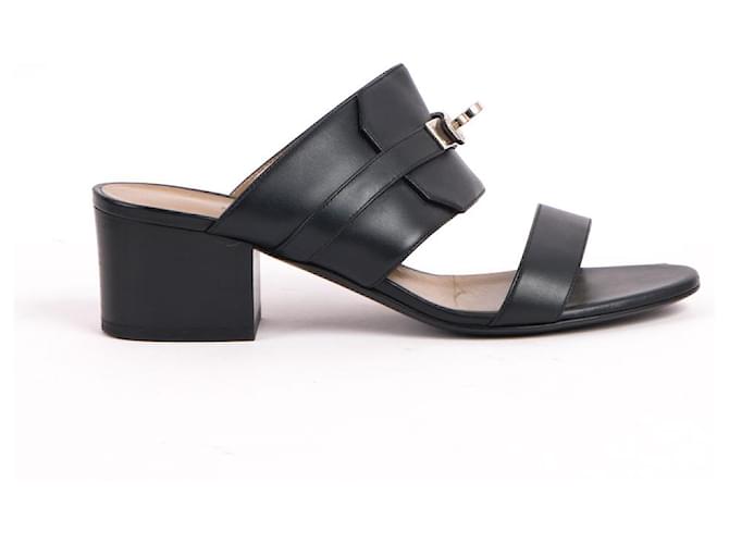 Kelly Hermès Sandali HERMES EU 37 Leather Nero - vista 2