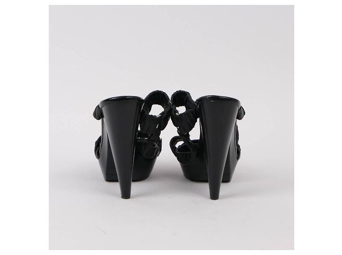 BURBERRY Sandali EU 37.5 Leather Nero - vista 3