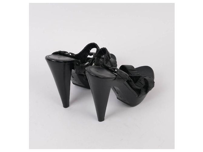 BURBERRY Sandali EU 37.5 Leather Nero - vista 4