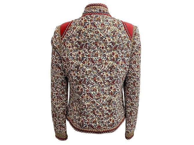 Jaqueta de seda multi-impressa Talitha Ivory com contas de madeira Multicor - vista 3