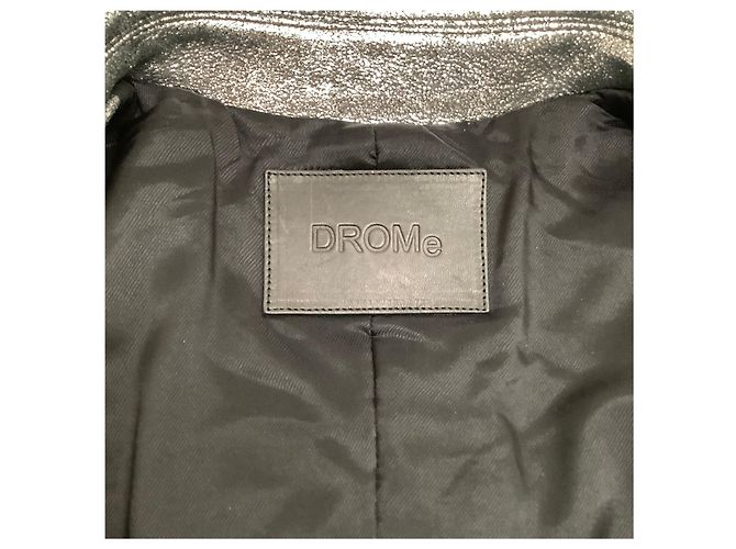 Drome Silber-Metallic-Lederjacke mit Fransen - Ansicht 4
