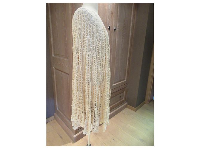 Antik Batik Cremefarbener gehäkelter Antik-Batik-Poncho - Ansicht 4