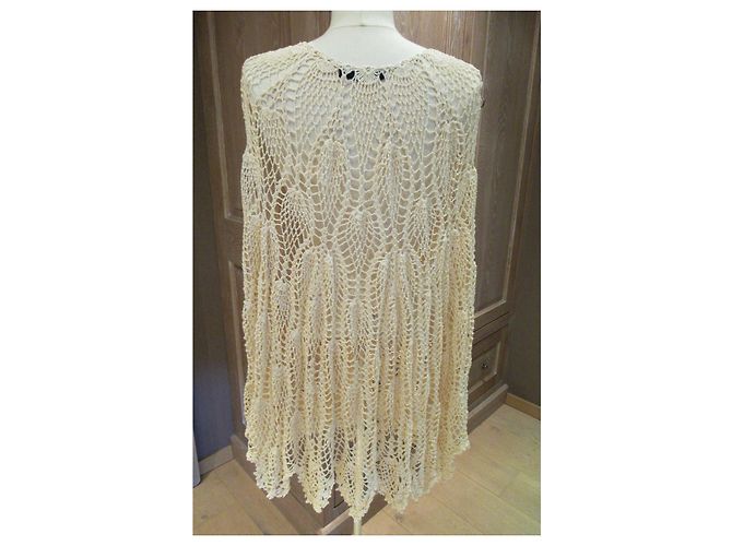 Antik Batik Cremefarbener gehäkelter Antik-Batik-Poncho - Ansicht 5