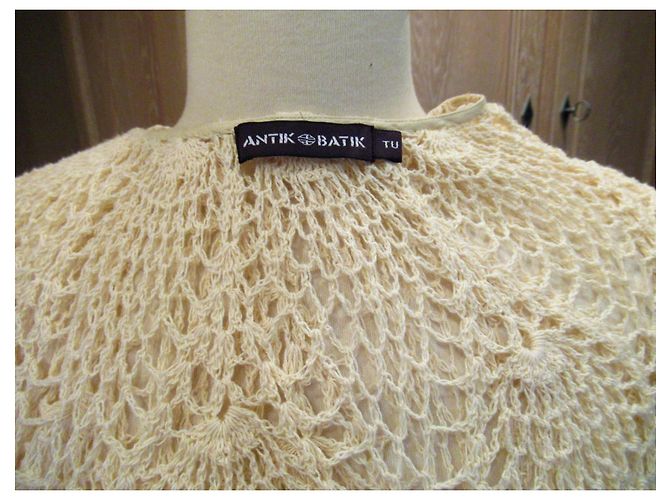 Antik Batik Cremefarbener gehäkelter Antik-Batik-Poncho - Ansicht 7