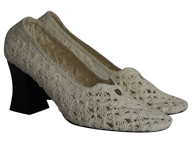 Zapatos de salón de croché The Row en algodón blanquecino - vista 3