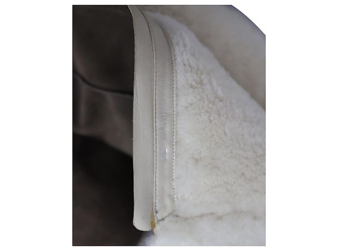 Stivali Moncler foderati in shearling al ginocchio in pelle scamosciata grigia Grigio - vista 6