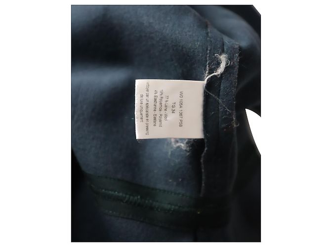 Lanvin Mantel mit mehreren Taschen und Gürtel aus blauer Wolle - Ansicht 5