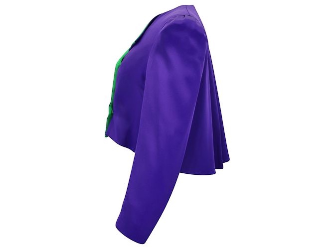 Carolina Herrera Blazer recortado com gola contrastante e peito forrado em seda roxa - vista 2