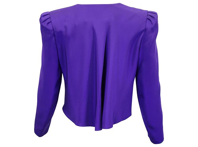 Carolina Herrera Blazer recortado com gola contrastante e peito forrado em seda roxa - vista 3