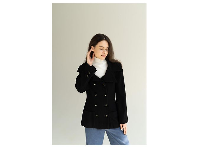 COLLETTORE! CHANEL e Karl Lagerfeld 95A F/W 1995 Giacca bouclé di lana nera - vista 11