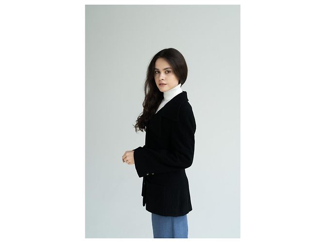 COLLETTORE! CHANEL e Karl Lagerfeld 95A F/W 1995 Giacca bouclé di lana nera - vista 12
