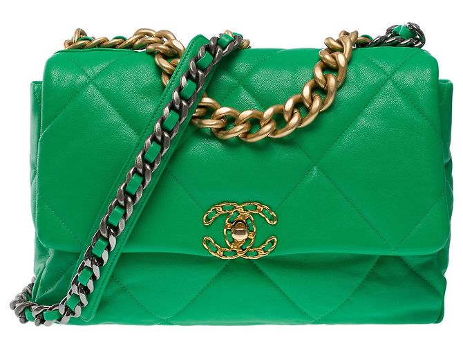 Sac CHANEL Chanel 19 en Cuir Vert - 101265 - vue 2
