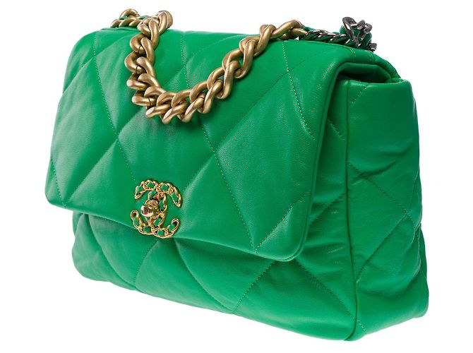 Sac CHANEL Chanel 19 en Cuir Vert - 101265 - vue 4