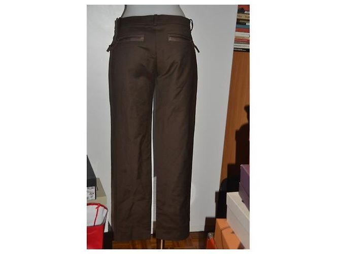 Pantalones Pinko de mezcla de algodón elástico marrón oscuro 42IT - vista 2