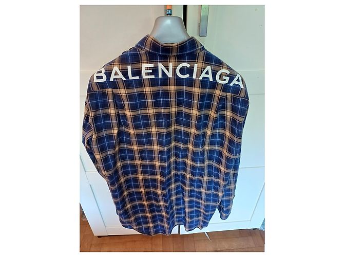 Balenciaga Karohemd Blau Orange Baumwolle - Ansicht 3