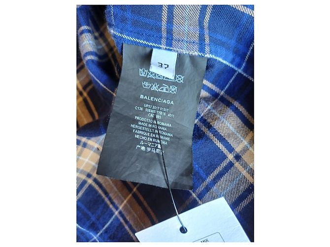 Balenciaga Karohemd Blau Orange Baumwolle - Ansicht 5