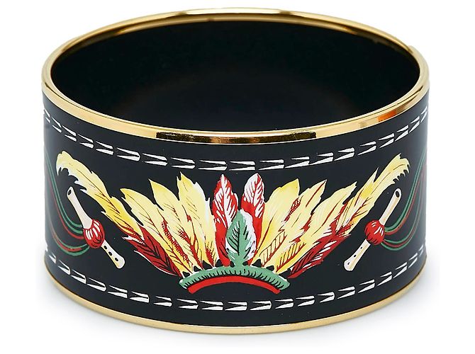 Ring Hermès Brazalete de esmalte brasileño extra ancho negro de Hermes - vista 3