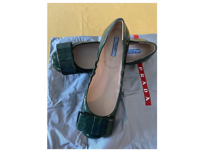 Bailarinas Prada de piel verde - vista 3