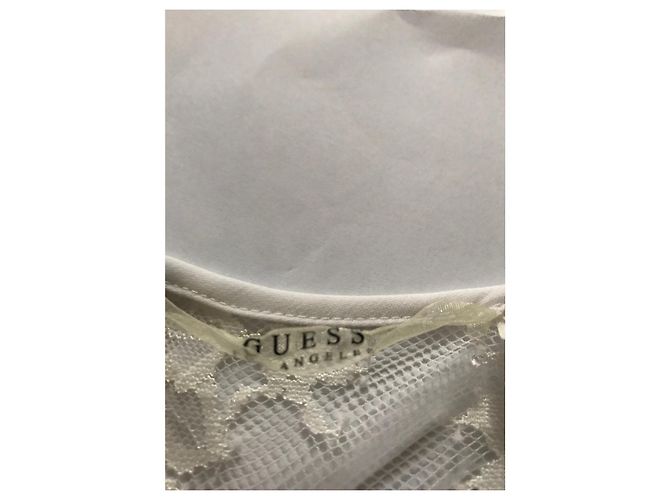 Guess-Bluse mit Spitzenpasse Aus weiß - Ansicht 4