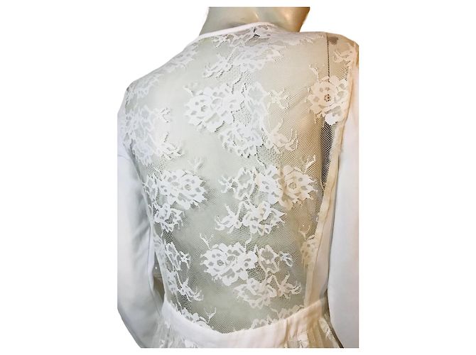 Guess-Bluse mit Spitzenpasse Aus weiß - Ansicht 5