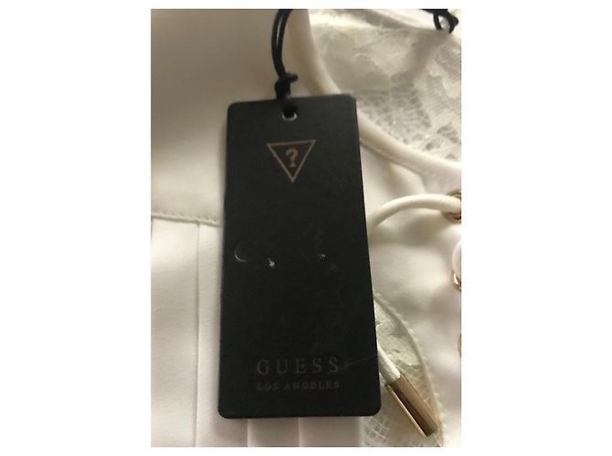 Guess-Bluse mit Spitzenpasse Aus weiß - Ansicht 7