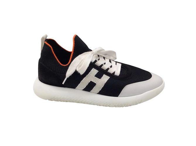 Trim Hermès Hermes Black / Sneakers basse in maglia Crew H bianche Nero - vista 2
