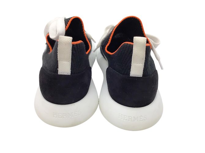 Trim Hermès Hermes Black / Sneakers basse in maglia Crew H bianche Nero - vista 6