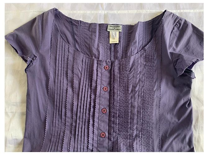 Vestido de algodón Philosophy Di Alberta Ferretti lavanda - vista 7