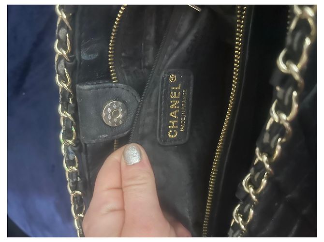 Autre Marque Borsa shopping Chanel Coco Channel blu scuro pelle - vista 4
