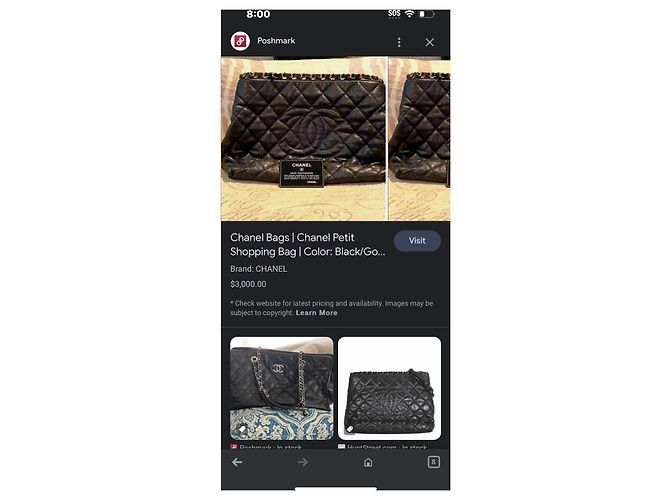 Autre Marque Borsa shopping Chanel Coco Channel blu scuro pelle - vista 6