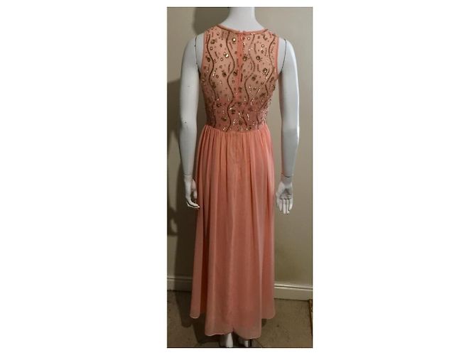 Jenny Packham Abito da sera color pesca con paillettes e strass - vista 6