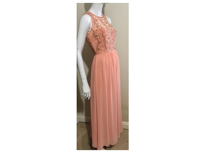 Jenny Packham Abito da sera color pesca con paillettes e strass - vista 7