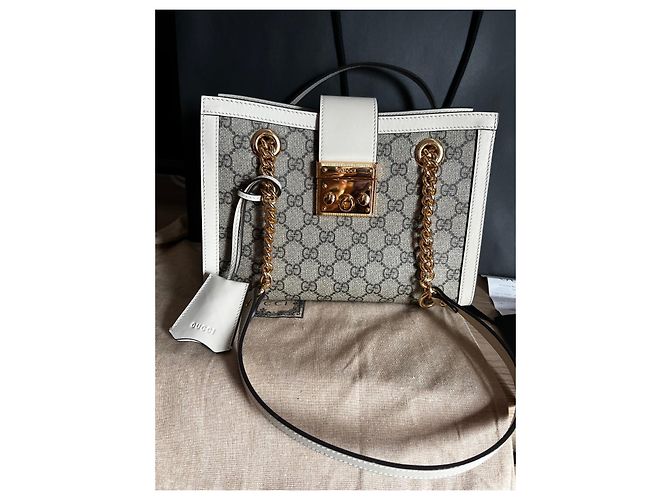 Borsa a mano Gucci Padlock beige in tessuto - vista 3