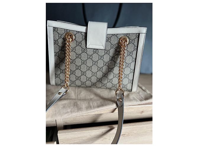 Borsa a mano Gucci Padlock beige in tessuto - vista 7
