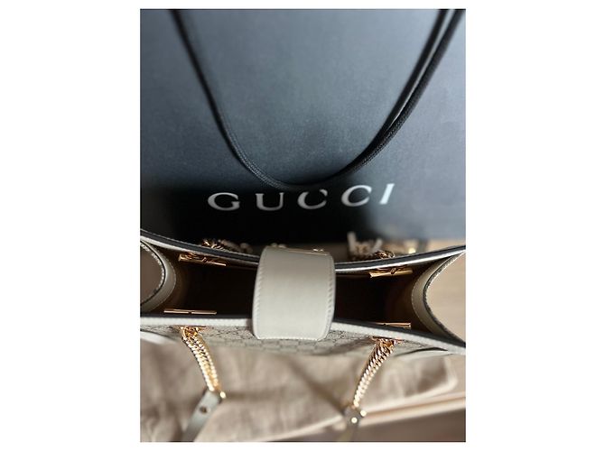 Borsa a mano Gucci Padlock beige in tessuto - vista 8