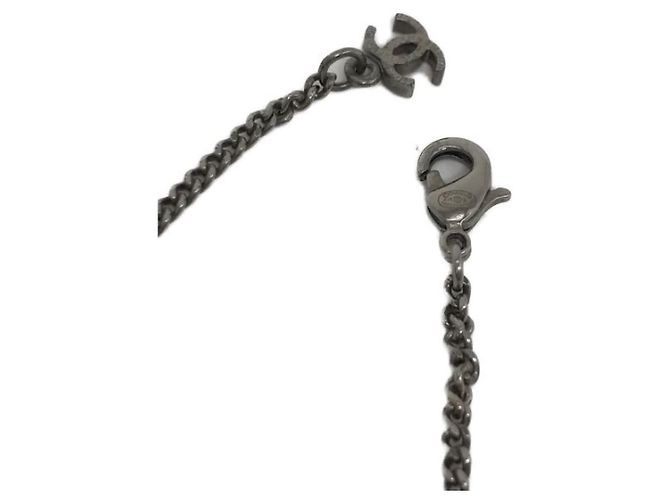 ***Collana CHANEL con marchio cocco bicolore Nero Argento - vista 3