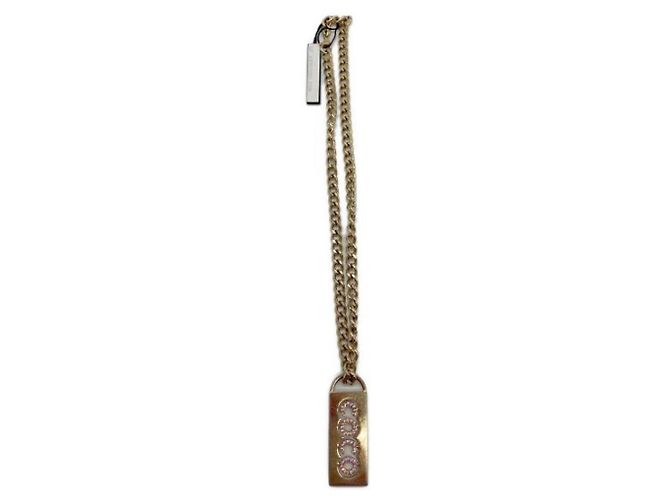 ***Collana CHANEL con placca in cocco con strass Rosa D'oro - vista 3
