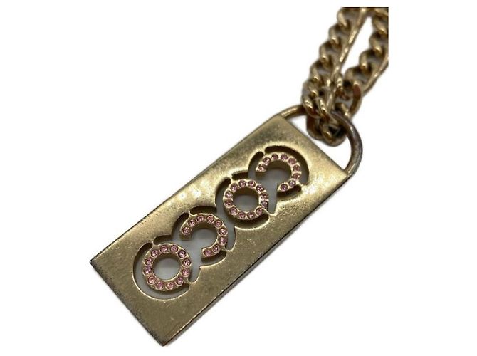 ***Collana CHANEL con placca in cocco con strass Rosa D'oro - vista 6