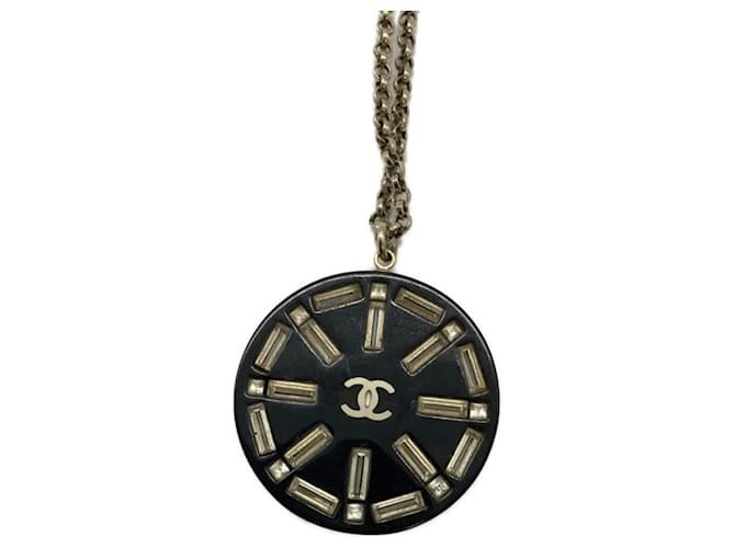 ***Collar con marca de coco circular CHANEL Negro - vista 3