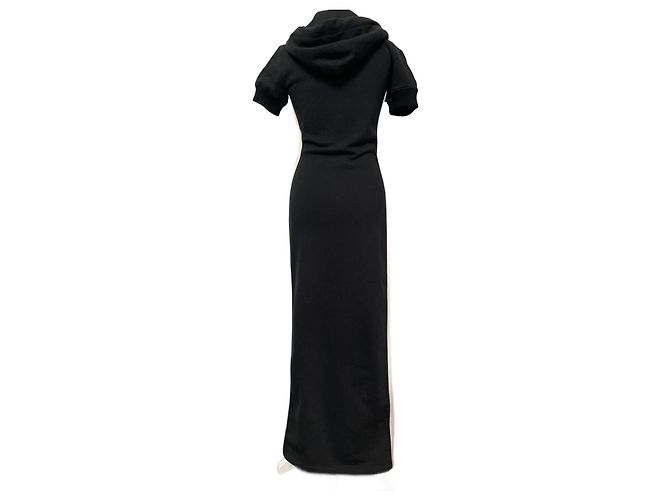 Vestido largo Palm Angels negro con rayas laterales beige de algodón - vista 2